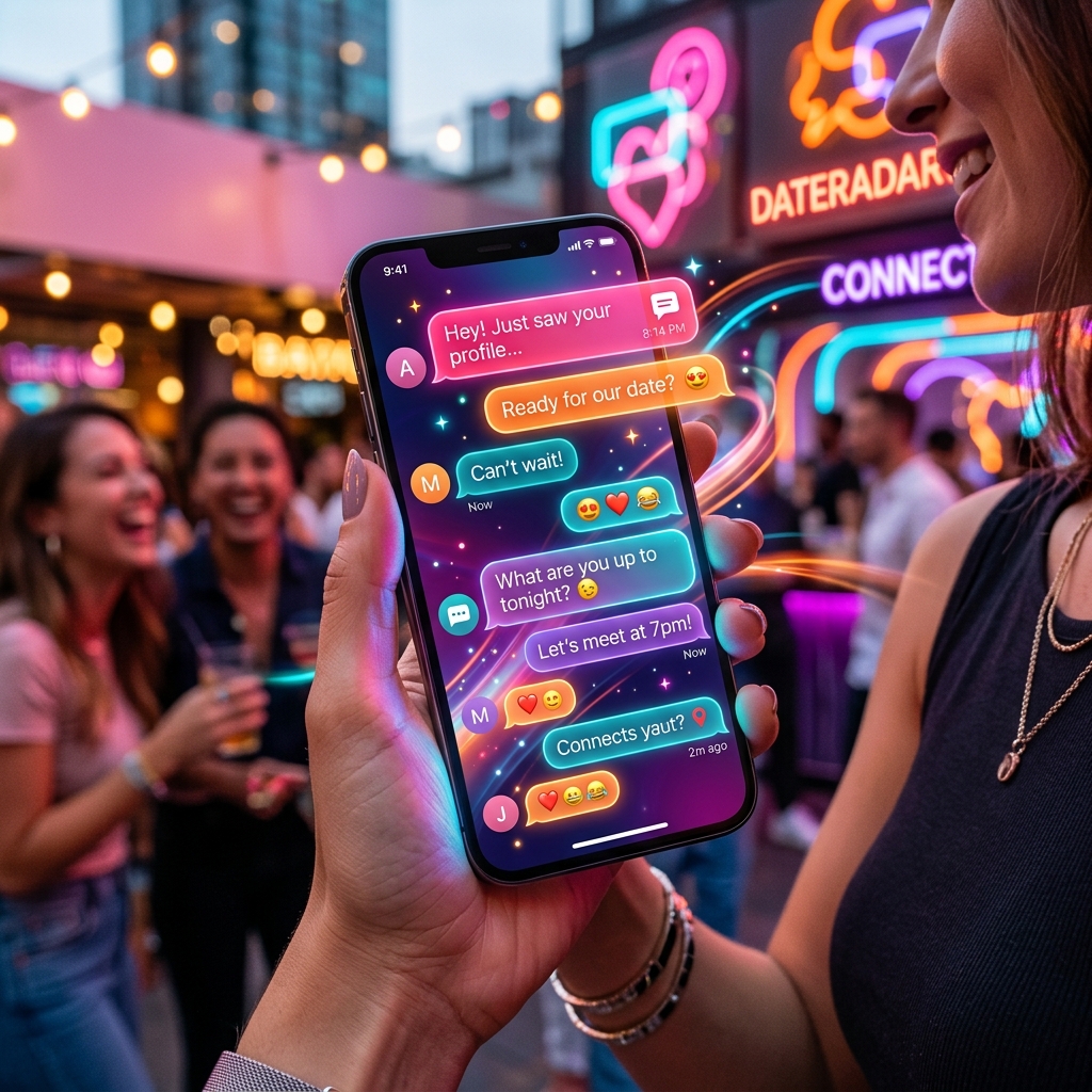 Dynamic rendering of glowing dating app chat bubbles