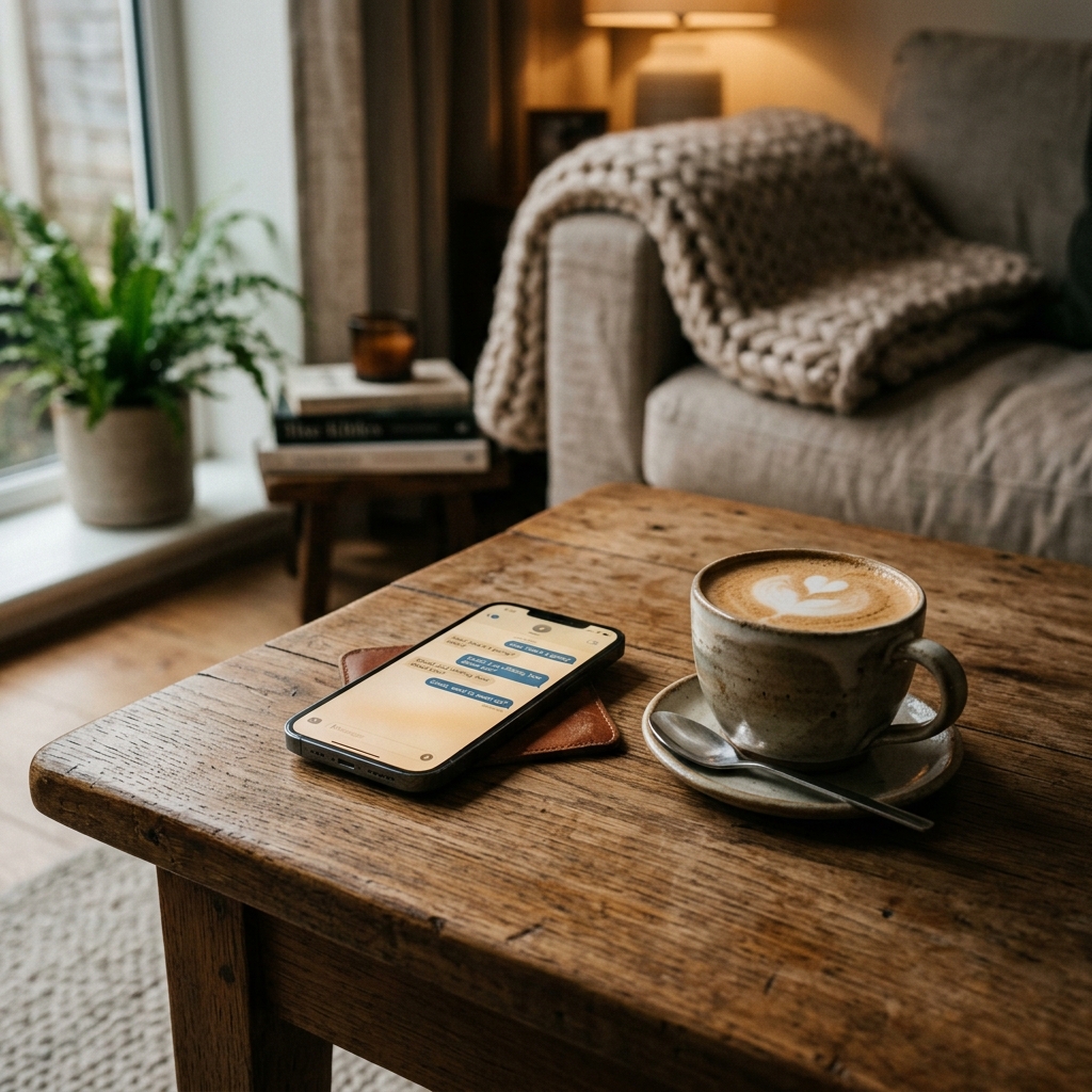 Smartphone on a table symbolizing waiting for a text