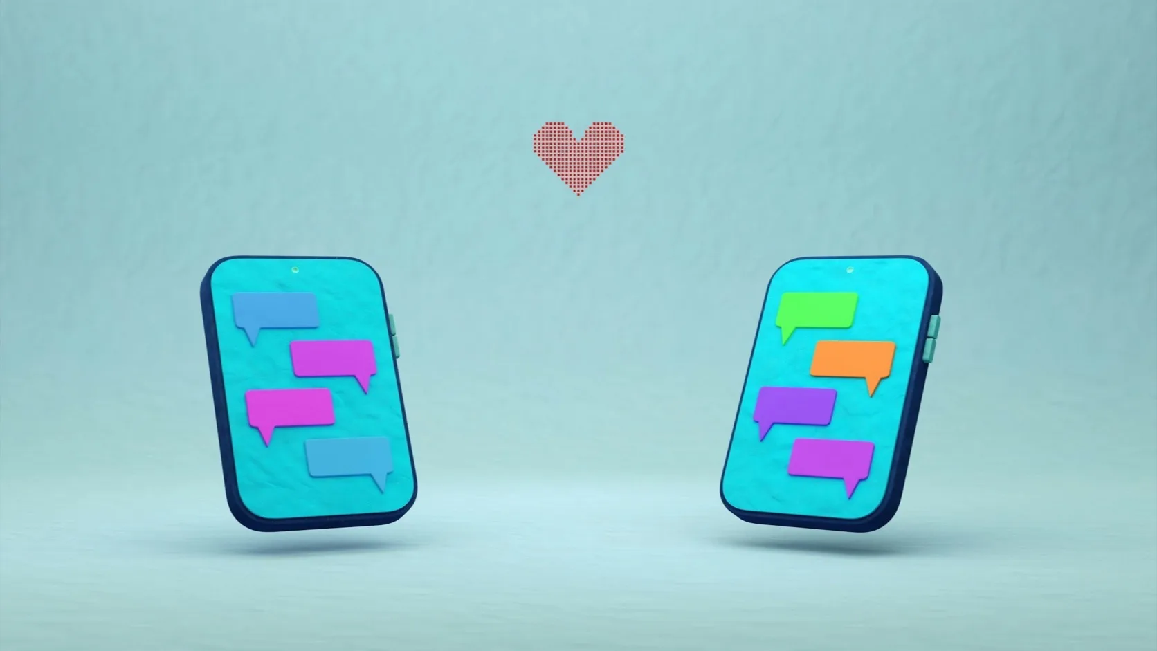 Glowing dating app chat bubbles representing better questions and replies